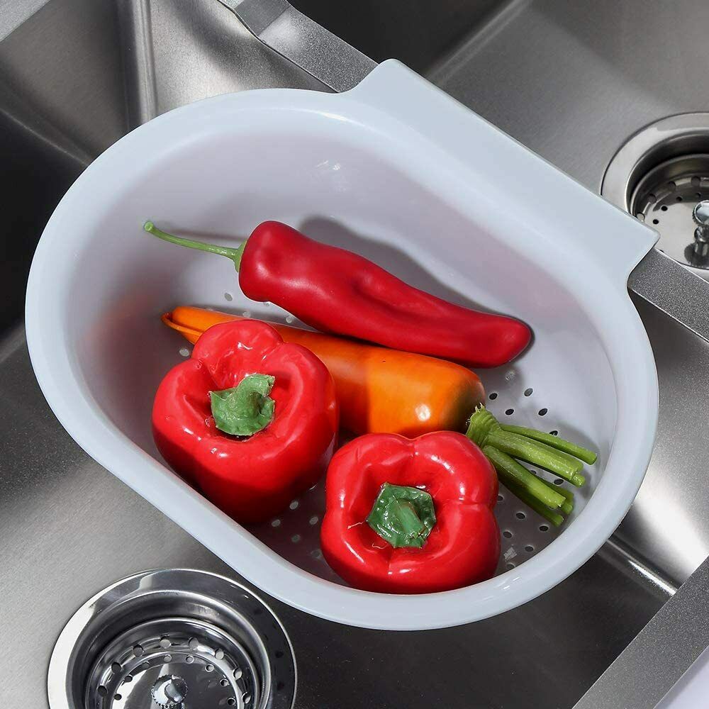 2 PCS Sink Basket for Washing Vegetable and Fruit, Kitchen Drain Shelf StoraB8J6