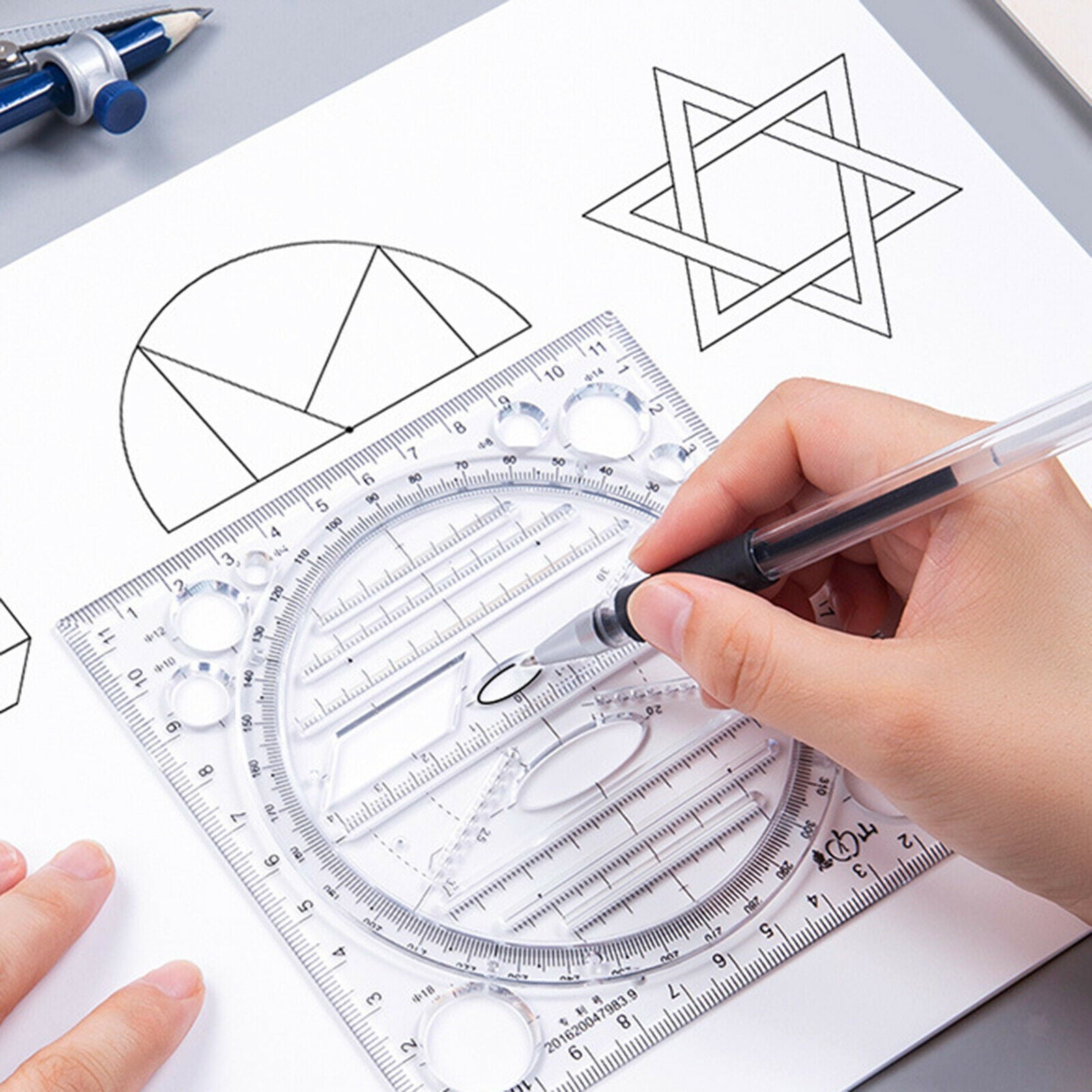 Multifunctional Drawing Ruler Curve Round Tool Horizontal for School Student