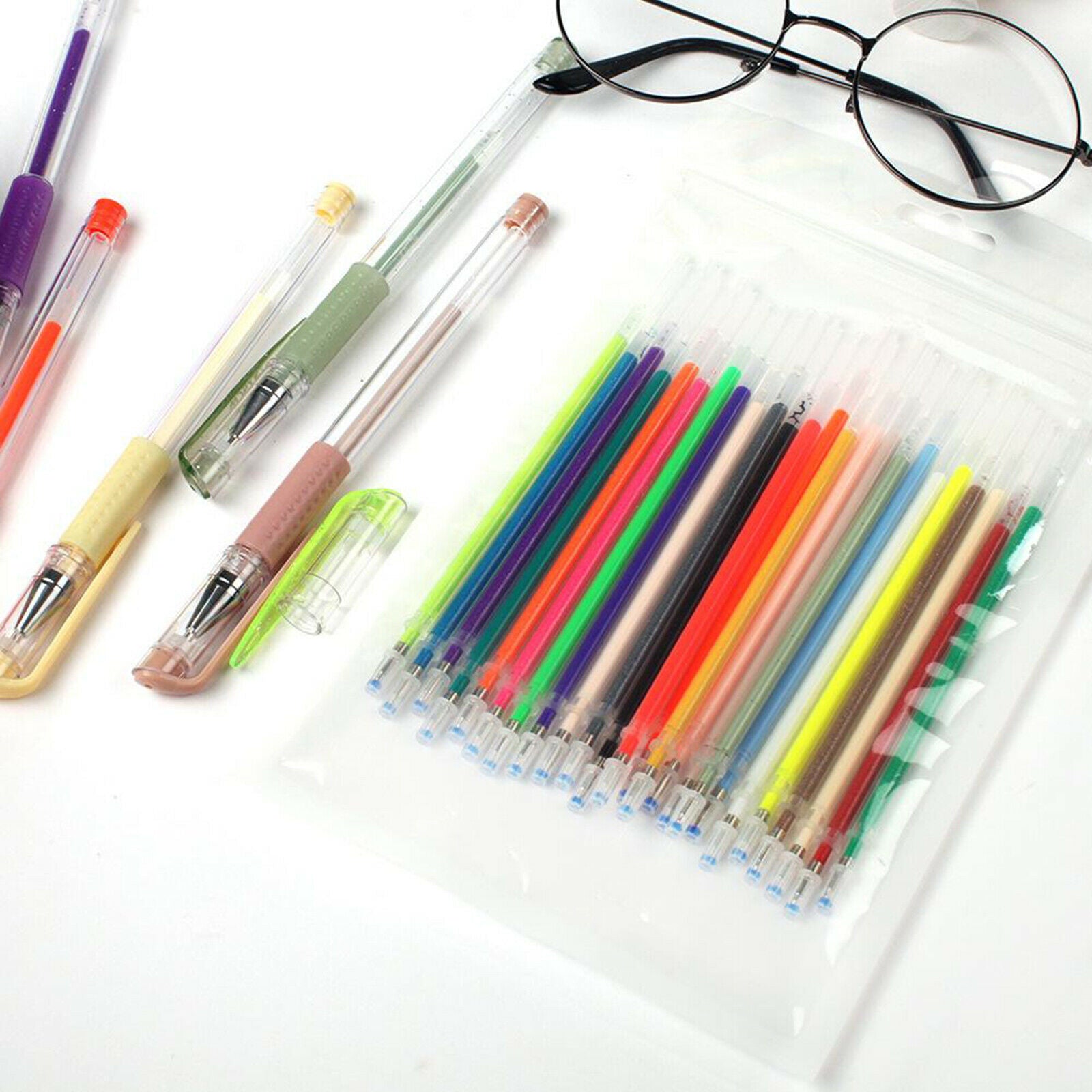 1 Set Glitter Gel Pens Sparkle Coloring Pen Art Markers 24 Colored Pen & Refills