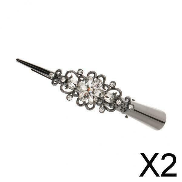 2X Metal Crystal Hair Clips Crocodile Hair Grips Hair Clasp Hairpin New White