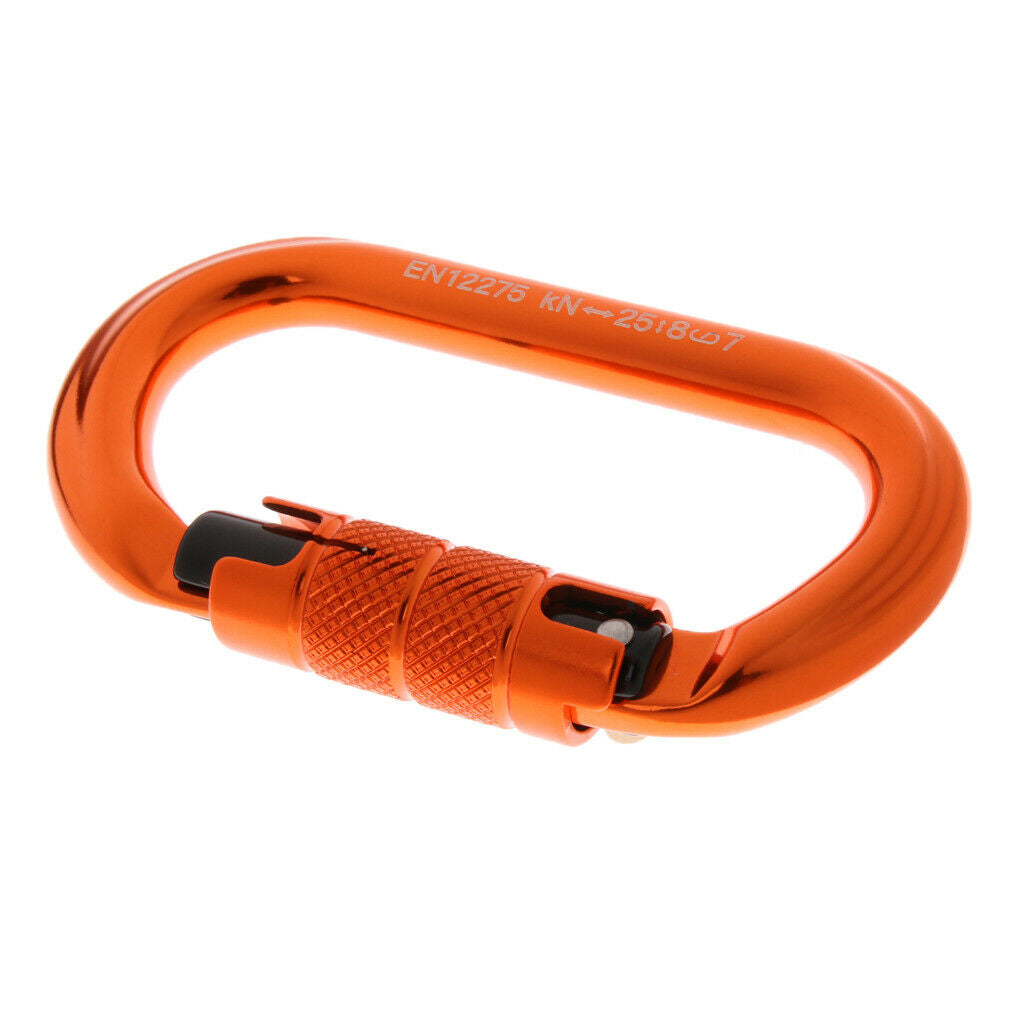 2x 25KN Outdoor Rock Climbing Security Safety Buckle Carabiner Hook  Locking