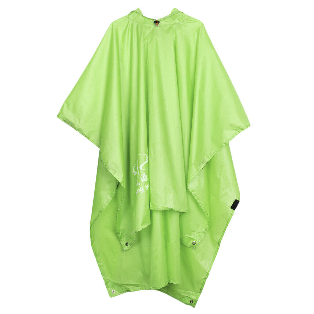 Multifunction Raincoat Poncho Cover Tent Hiking Rainwear Light Green