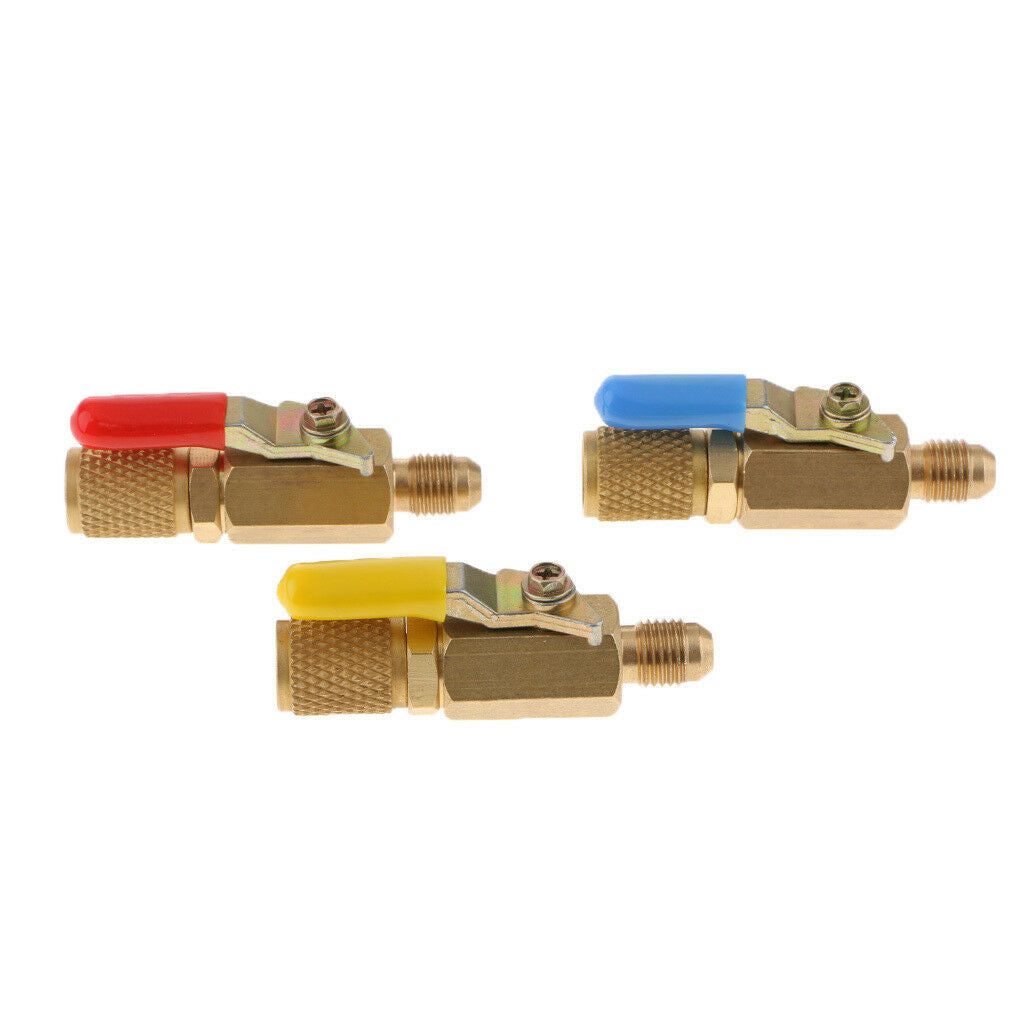3pcs R134A R410A A/C 1/4 inch SAE  Recharge Shut off Ball Valves