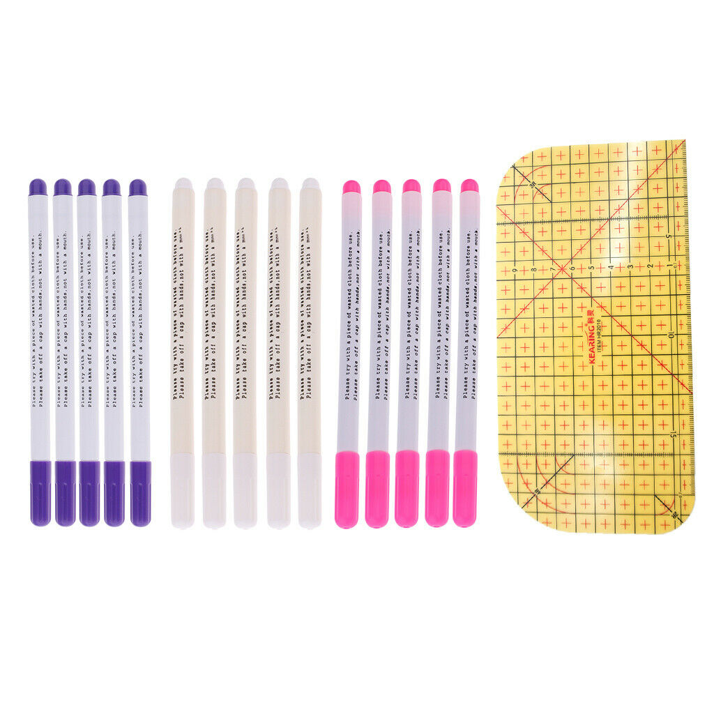 Hot Iron Ruler Quilting Hemmer Rulers Sewing Tool & Soluble Pen Cloth Marker
