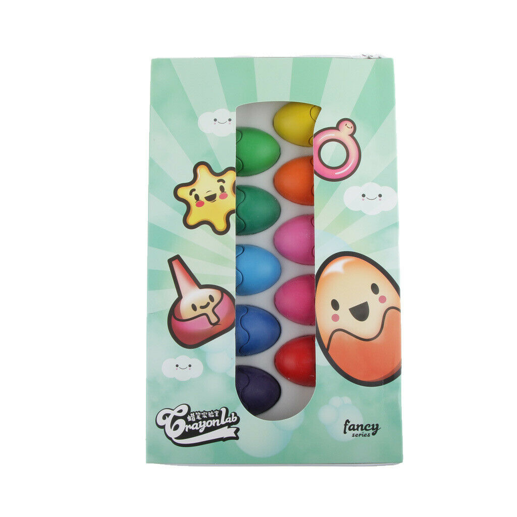 12 Colours/Set No-Toxic Wax   Children Colorful Painting Egg Shapes
