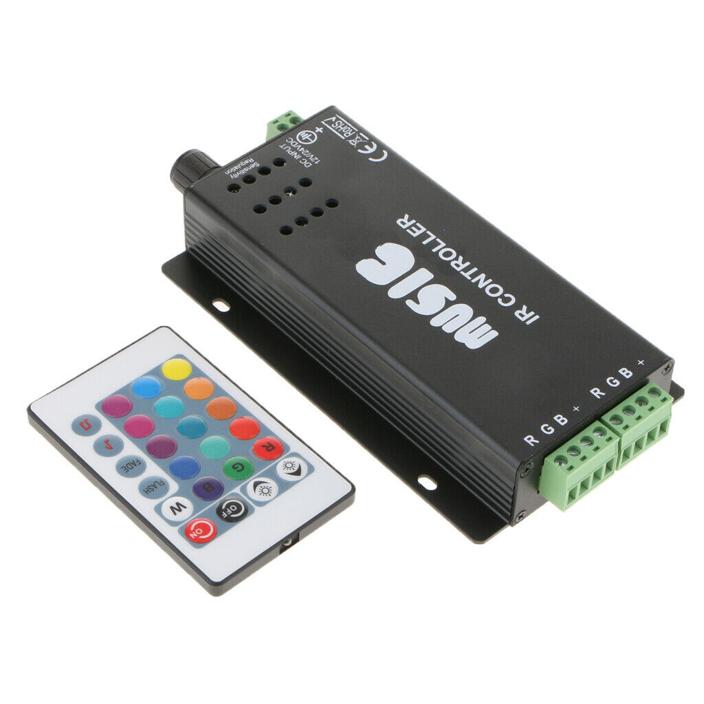 Music IR Controller 24 Keys Remote Sound Sensor 12V For RGB LED Strip