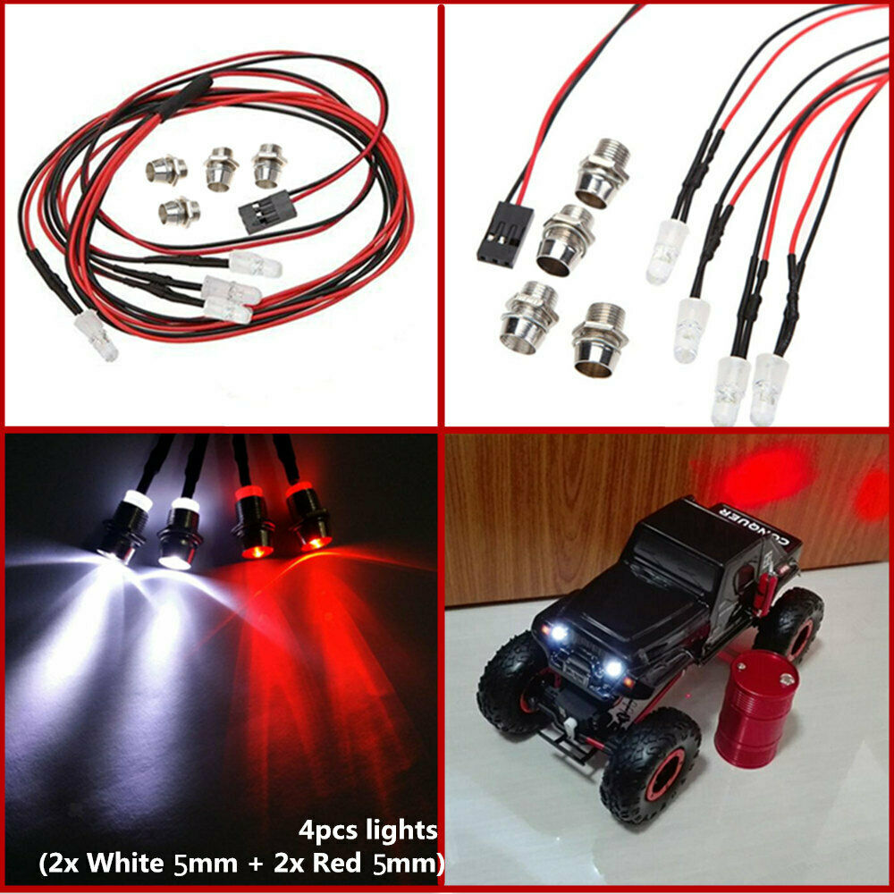 8 LED 5mm Haedlight Bright Lights White+Red for 1/10  Redcat RC Cars