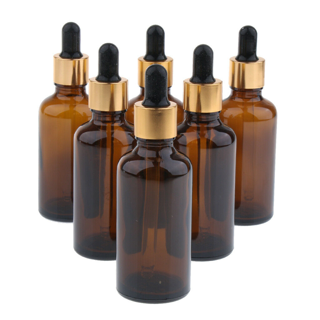 2X 6x Empty Dropper Bottles Refillable Essential Oil Cosmetic Jar Canning 50ml