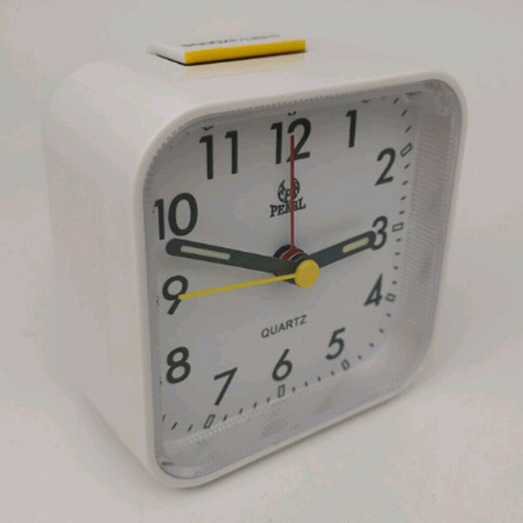 2Pcs Travel Alarm Clock Non-ticking Bedside Quartz Clock w/Night Light