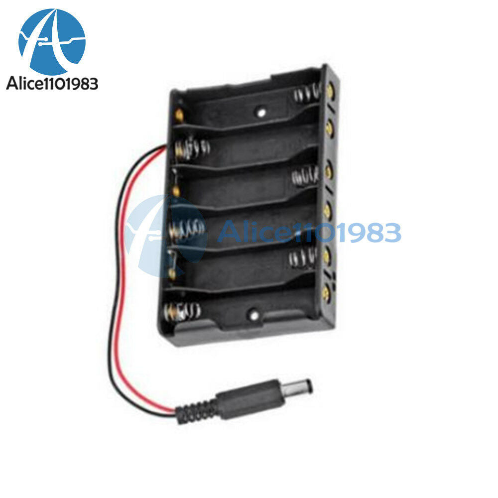 9V 6xAA 6*AA Battery Holder Box Case with DC 2.1 Power Jack Wire Lead