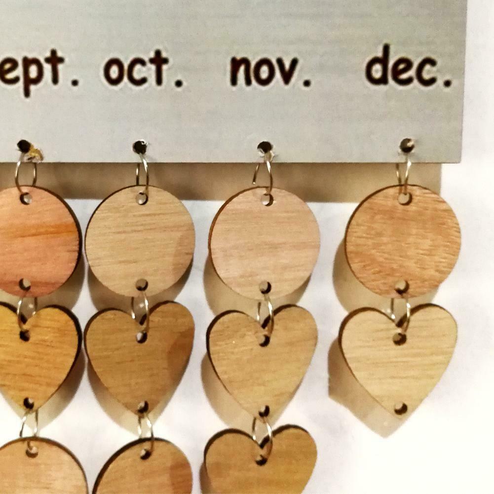 Wooden Hanging Calendar Birthday Reminder Board Family Date Planner Sign Decor