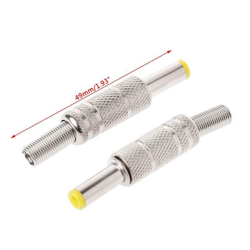 5 Pcs Metal 5.5x2.1mm DC Power Male Plug Jack Adapter Connector with Yellow Head