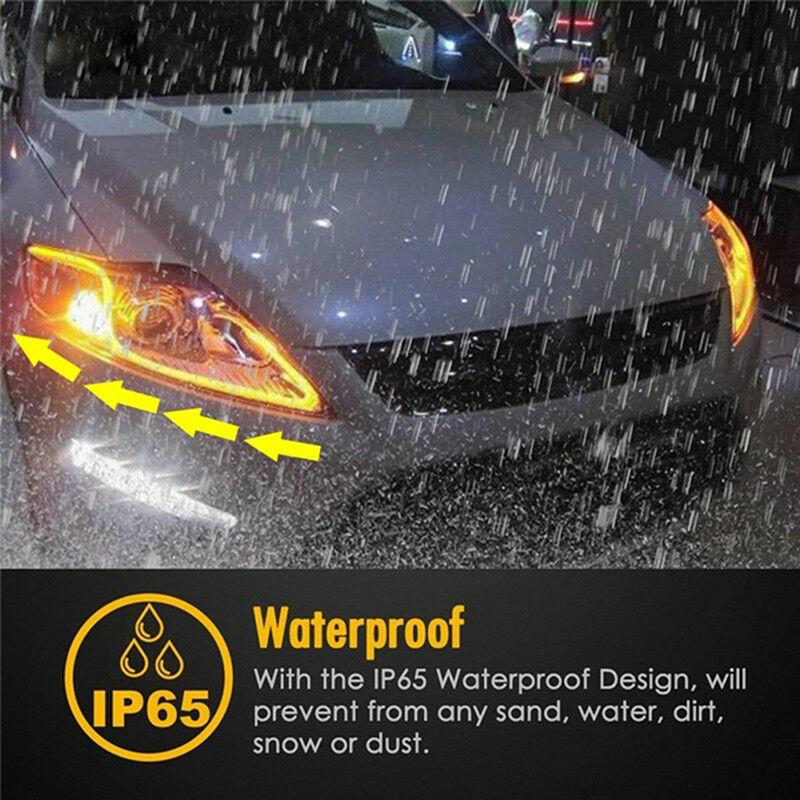 2X 60cm LED Switchback Headlight Sequential DRL Light Strip Tube Red&Yellow Tt