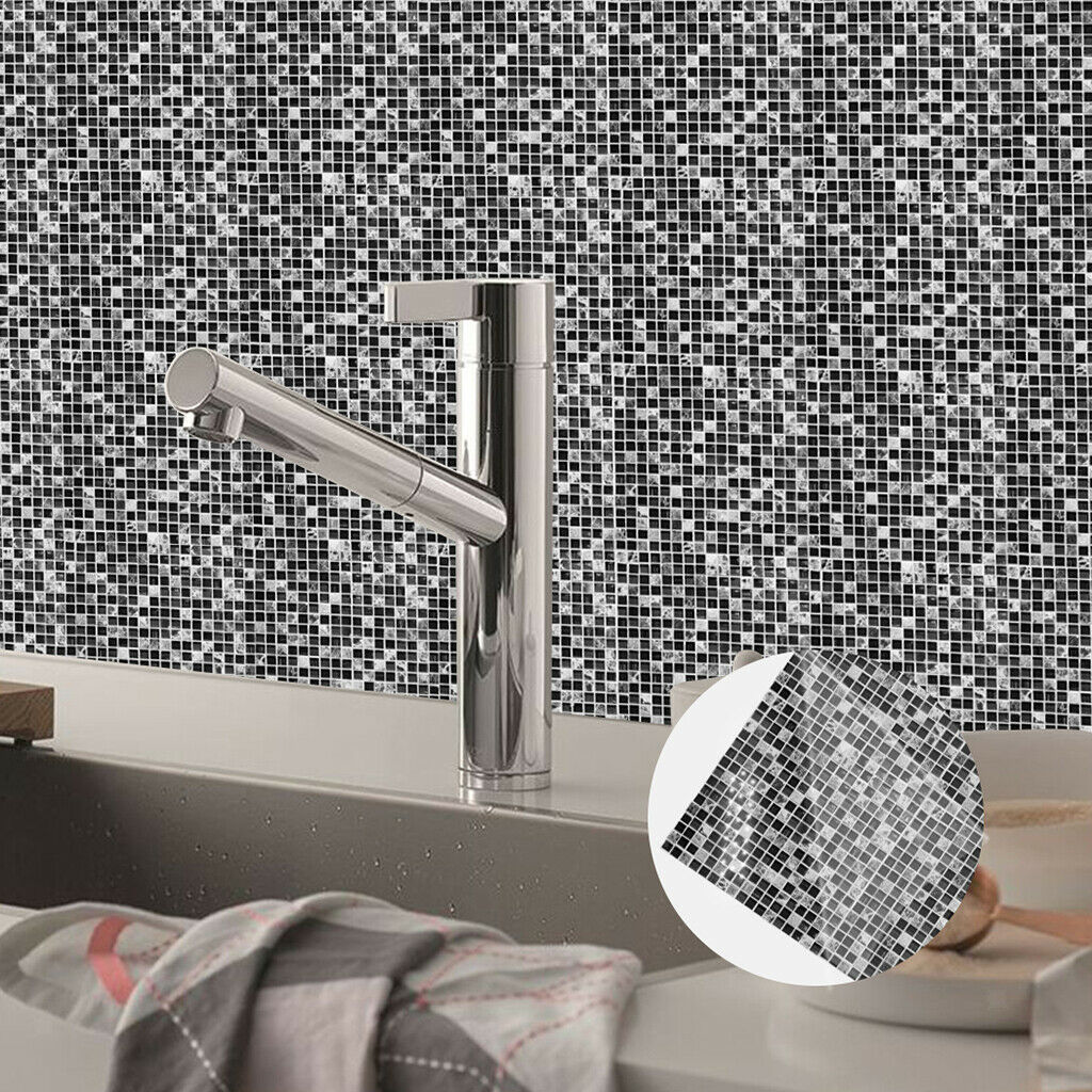 10Pcs Black Mosaic Tile Stickers 6x6inch Kitchen Backsplash Decals 6x6inch