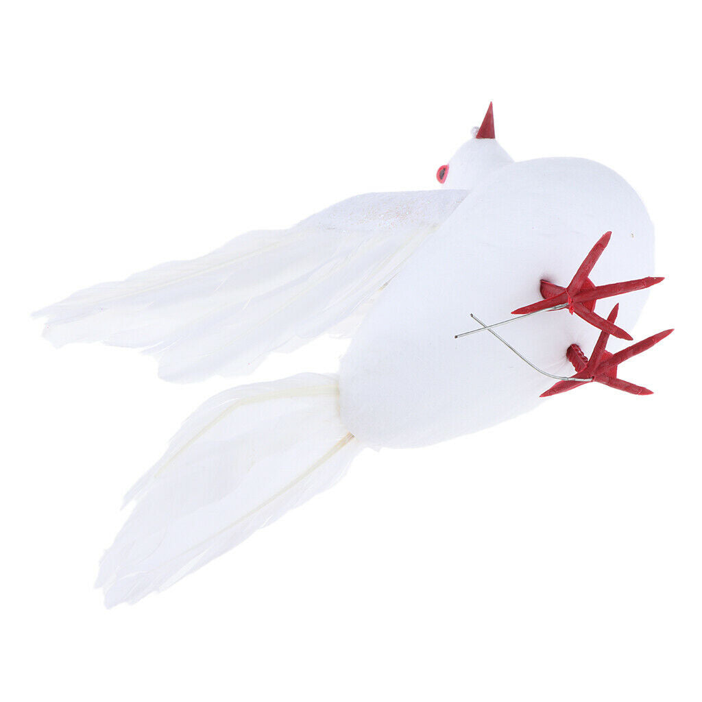4 Piece Foam Feathered Artificial White Dove/ Pigeon Bird Decorarive Home Garden