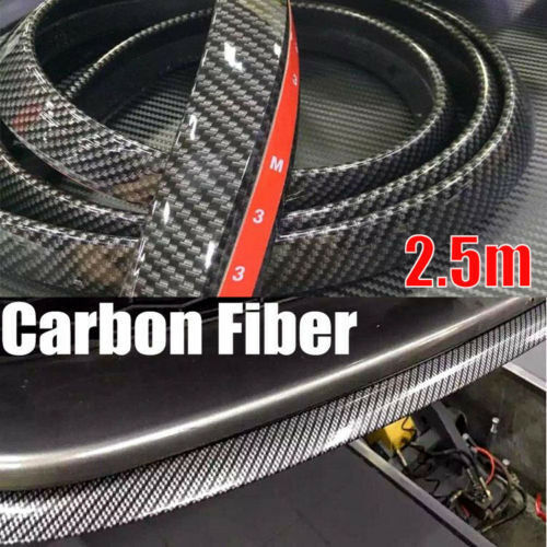 Black 2.5M Car Front Bumper Lip Splitter Spoiler Skirt Carbon Fiber Protector