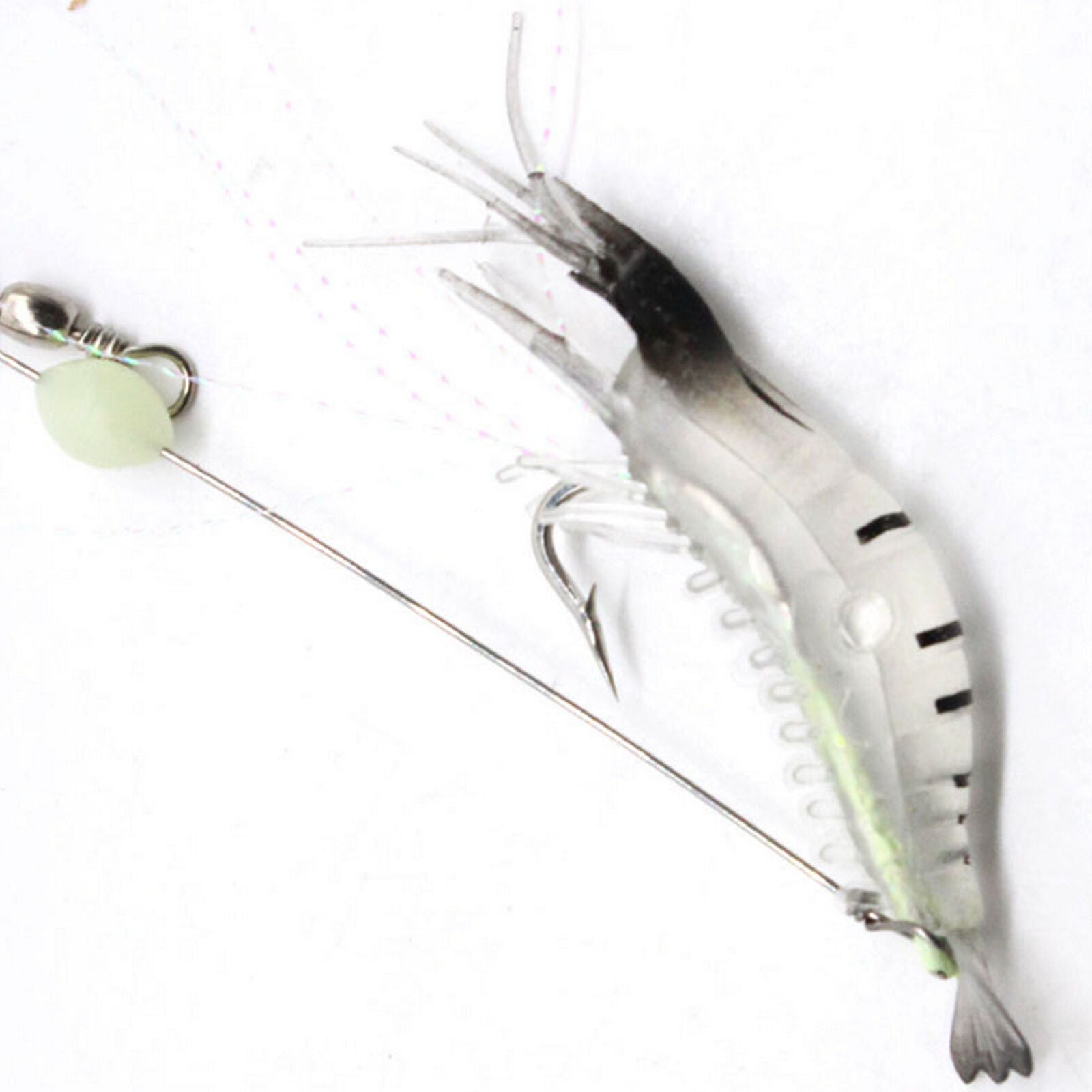 10pcs Soft Shrimp Bait Luminous Silicone Prawn Fishing Lures Hook Bait Saltwater