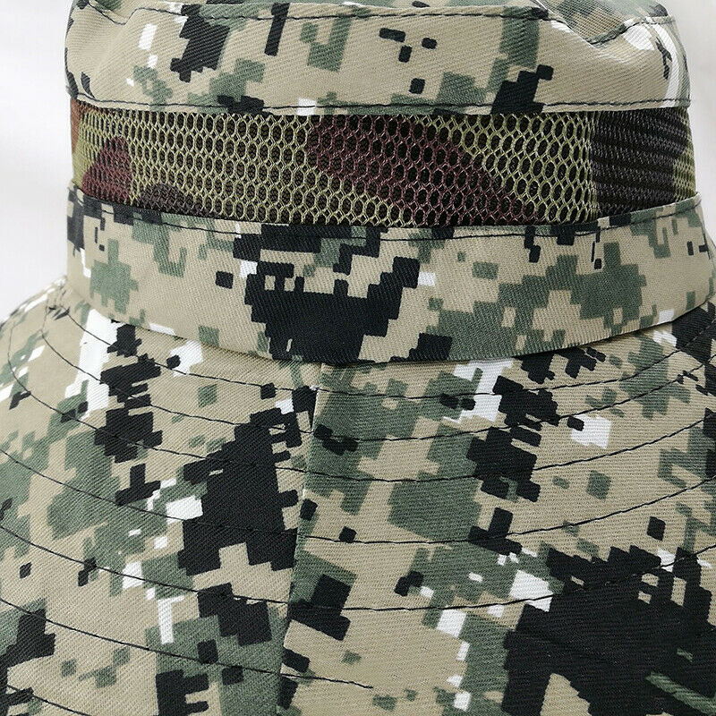 Sports Boonie Washed Cotton Twill Chin Cord Military Camouflage Hunting H.l8