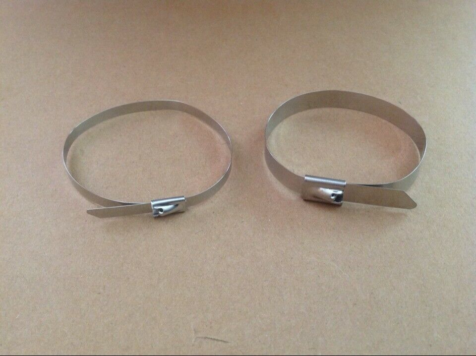 10pcs Stainless Steel Metal Cable Zip Tie Strap Locking Exhaust Pipe Header 8"