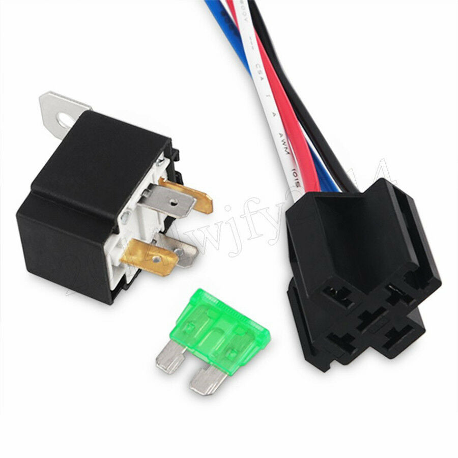 6Pcs Car Relay Switch Harness Set-12V 4PIN SPST 30AMP Fuse Holder 14AWG Hot Wire