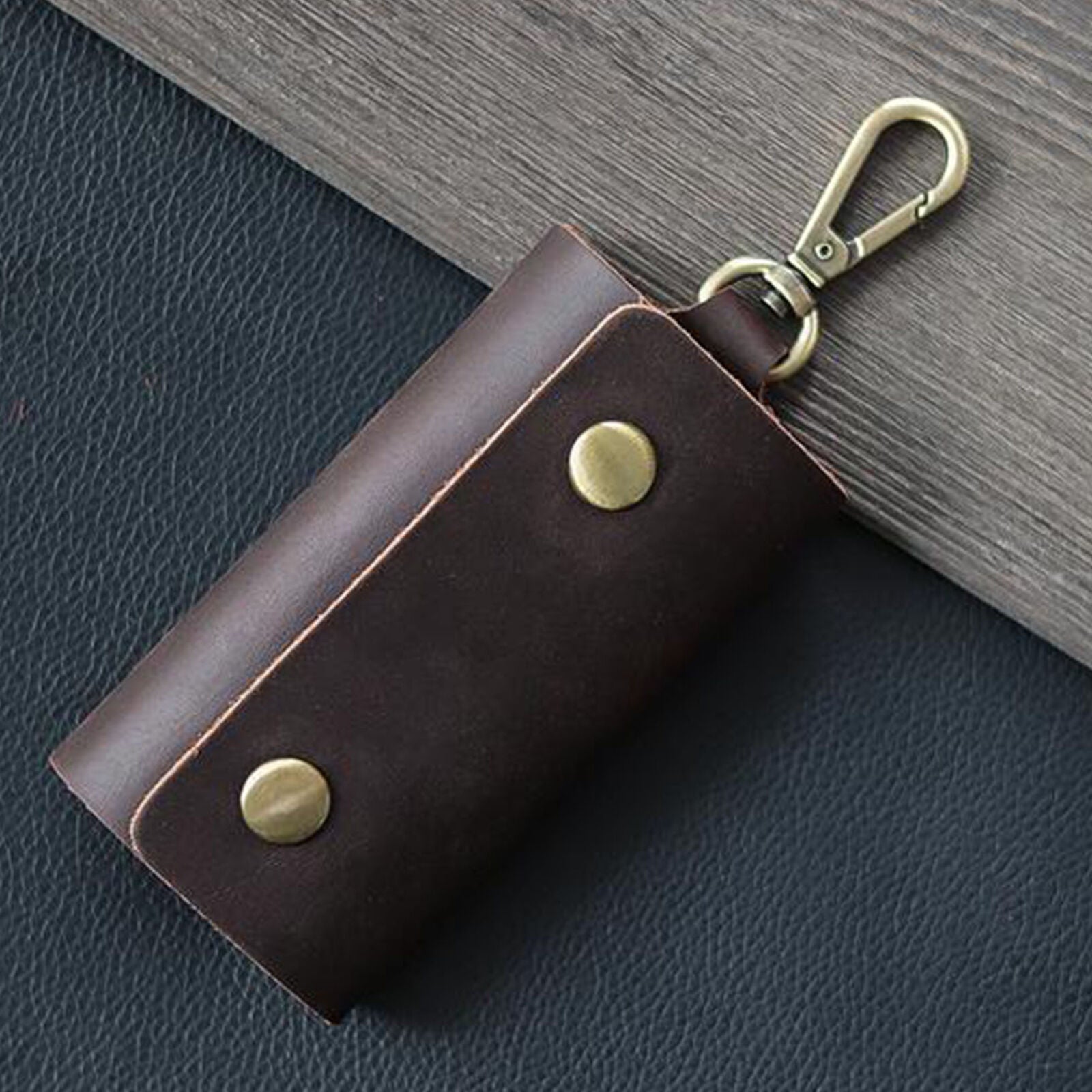 Leather Car Key Chain Ring Keys Holder Pouch Case Wallet