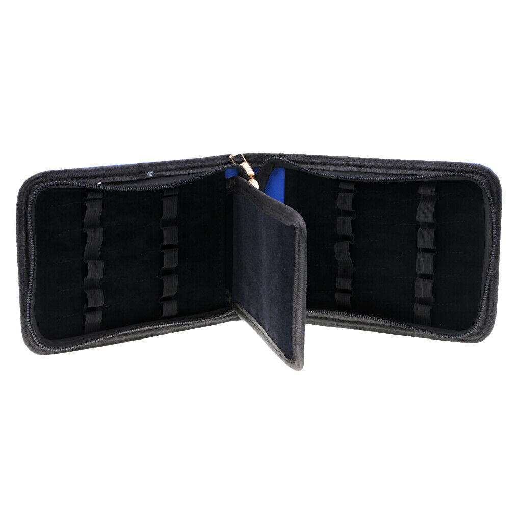 Fountain Pen Leather Pouch Organizer Carrying Case Pen Case for 12 Pens Blue