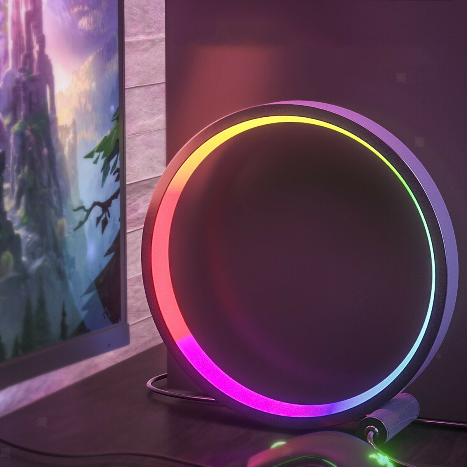 LED Night Light Colorful RGB LED Mood Lighting Circle Desktop Lamp Office