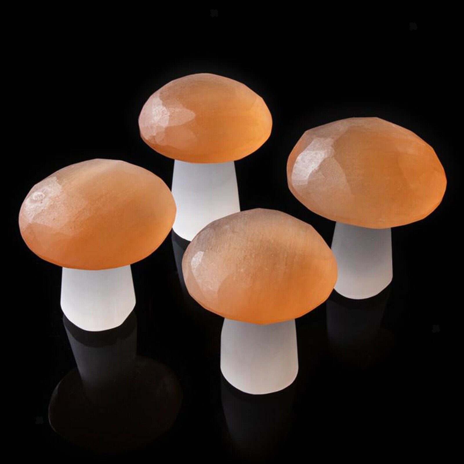 Crystal Selenite Quartz Stone Carved Mushroom Ornament Soothing Meditation