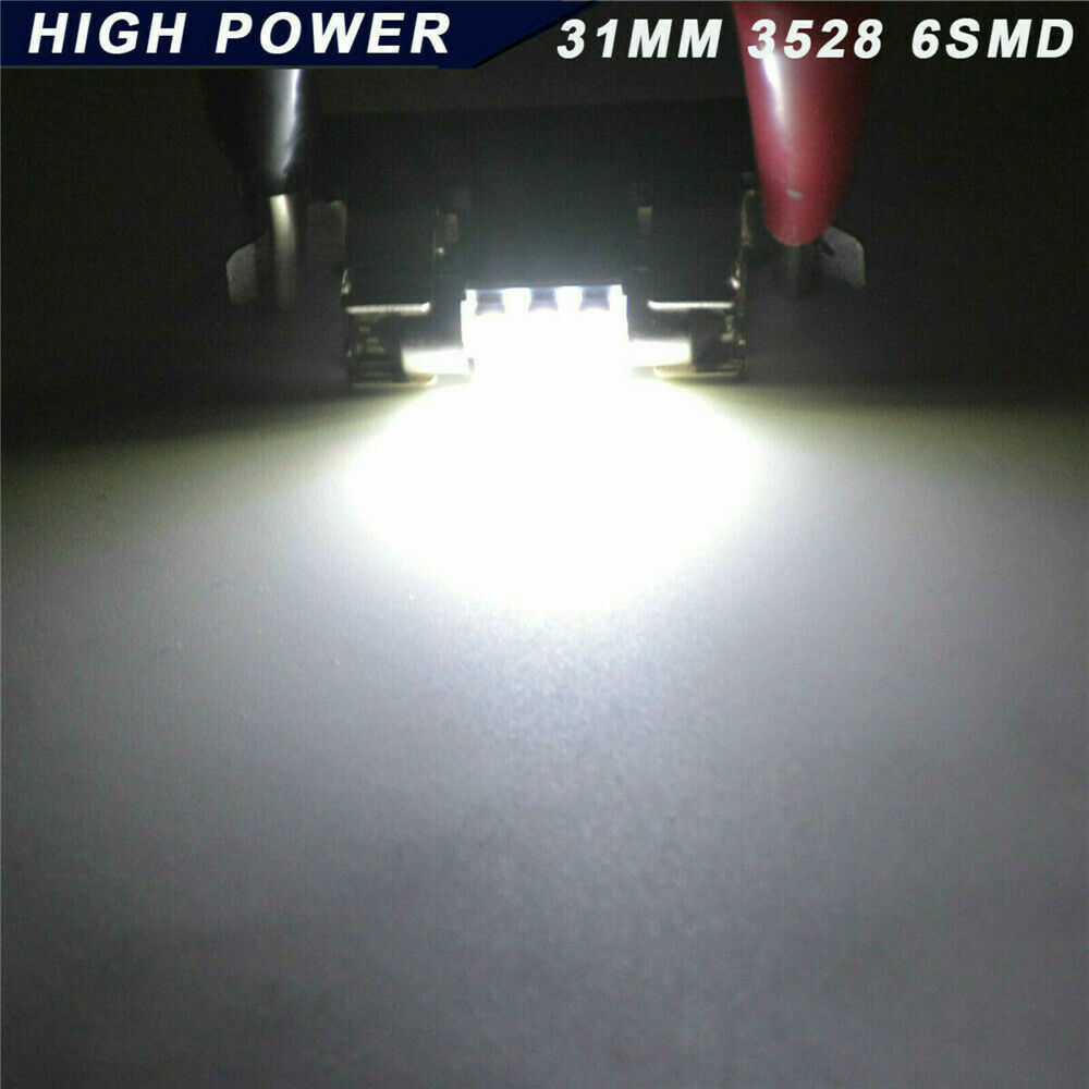 10 Pcs 31MM Festoon LED White Dome Map License Interior Light Bulbs DE3175 3022