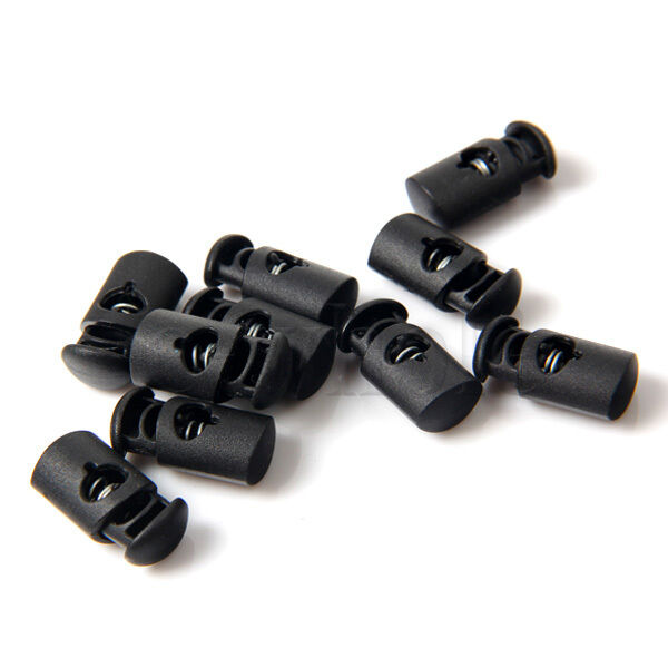 20 Pcs Black Plastic Toggles Spring Stop Drawstring Rope Cord Locks