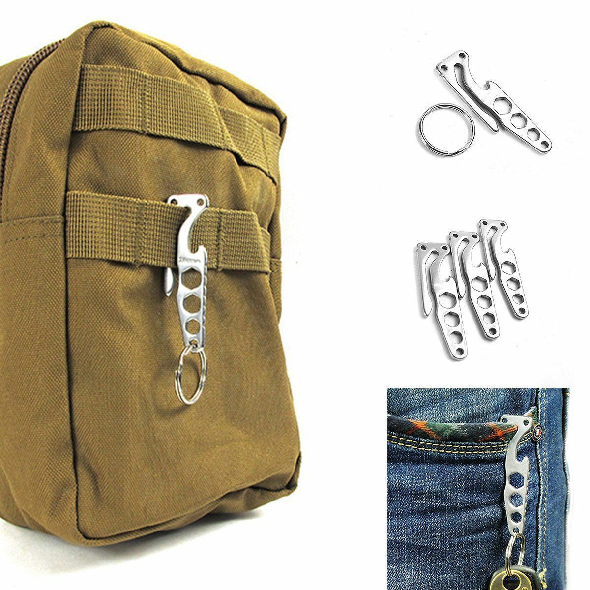 Mini Stainless Multi Tool EDC Pocket Bottle Opener Screwdriver Keychain .l8