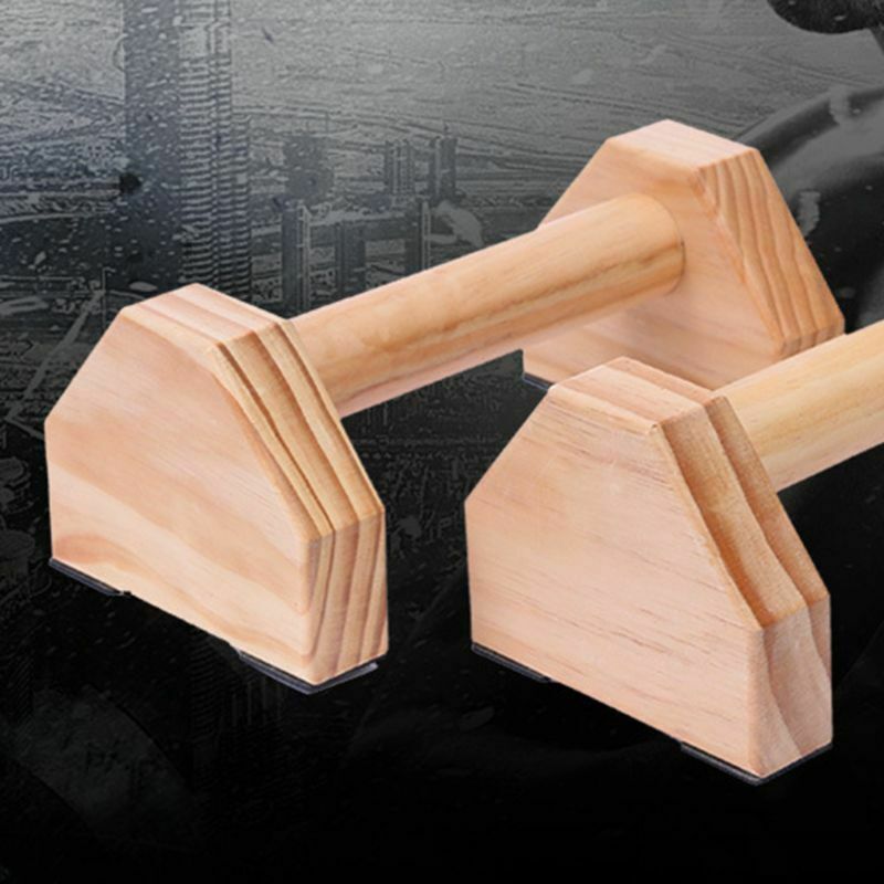 1Pair Wooden Parallettes Gymnastics Calisthenics Handstand Bar Fitness Training