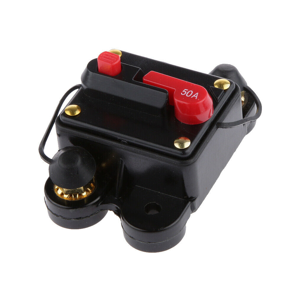 Manual Reset Breaker 12v/24v Auto Boat Stereo Tester Fuse Holder 50A 02