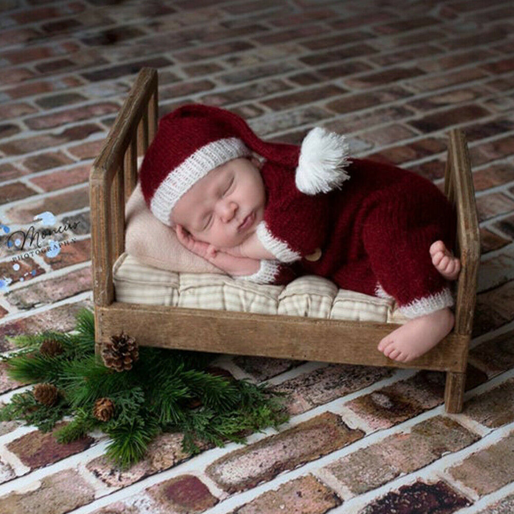 Infant Costume Photoshoot Outfit Romper and Mohair Hat Christmas Theme