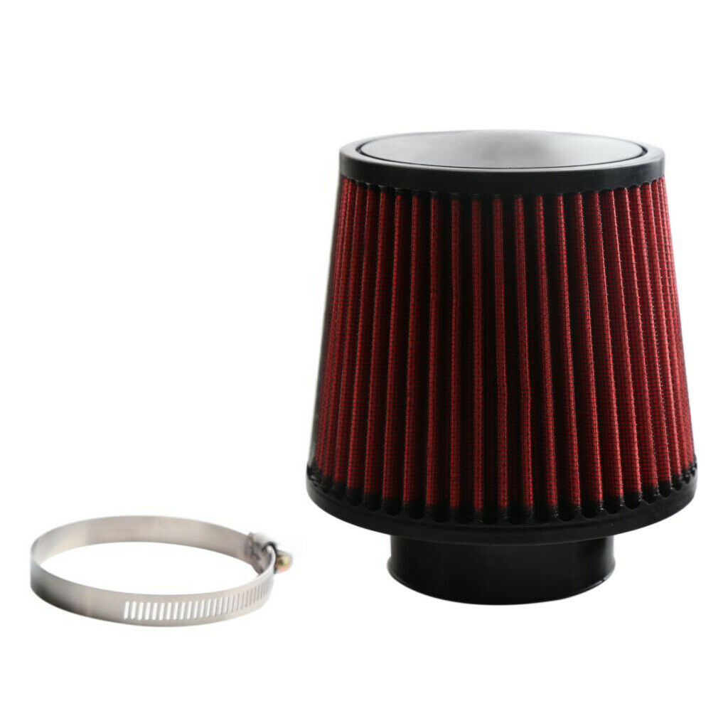 Red 76mm 3inch Neck Dual-cone Intake High Flow Air Filter for Car Repair