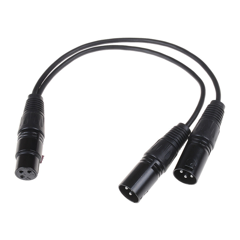 3pin xlr female jack to dual 2 male plug Y splitter cable adaptor 0. cord.l8