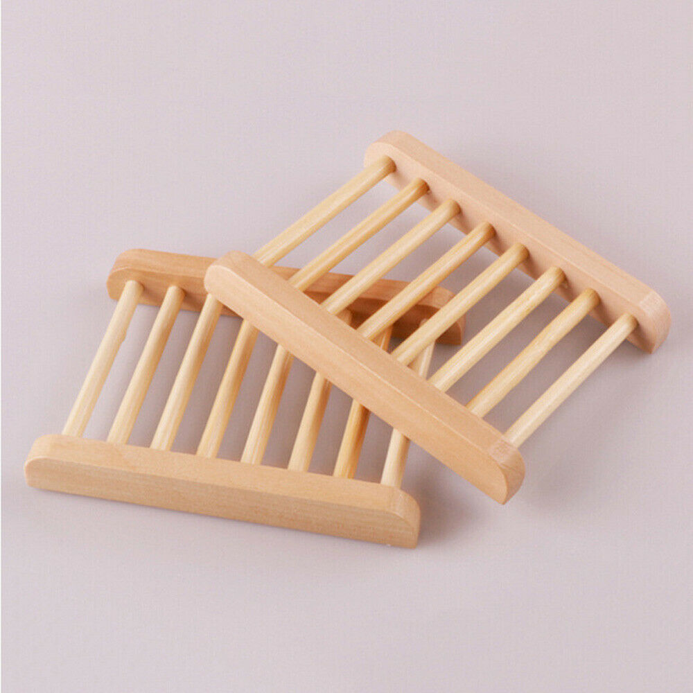 1PC Wood Soap Dish Rack Storage Tray Holder Container Bath Shower Plate Bathroom