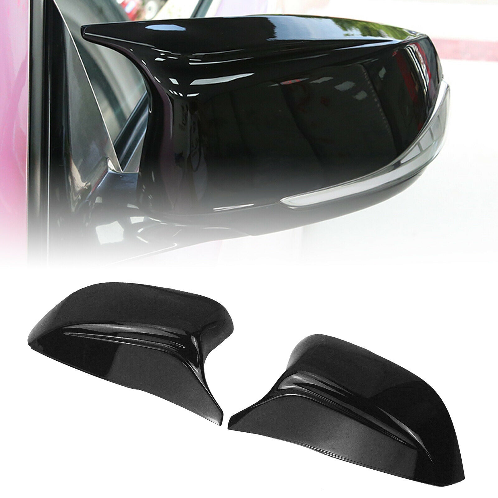 Fits For Infiniti Q50 Q50S Q60 QX30 Q70 2016-2021 Pair Glossy Black Mirror Cover