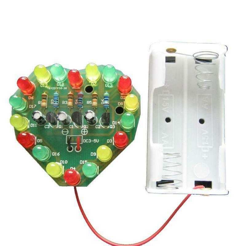 1Set Love Heart Shaped Colorful LED Flash Light Kits DIY Electronic Repair Parts