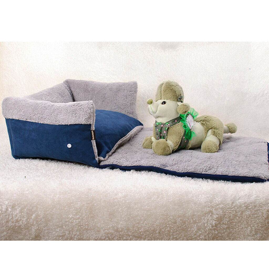 New Cat Dog Puppy Kennel Pet Sofa Nest Winter Warm Sleeping Bed Blue M
