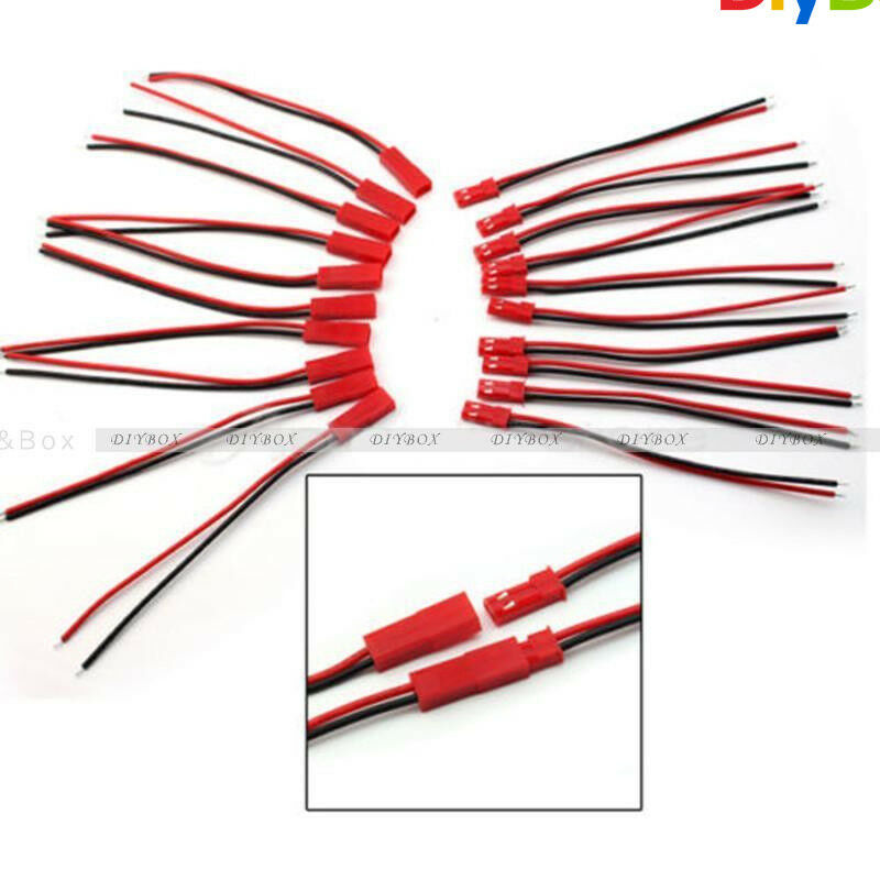 20PCS Male&Female JST 2Pin Connector Plug Cable Line Set For RC BEC Lipo Battery