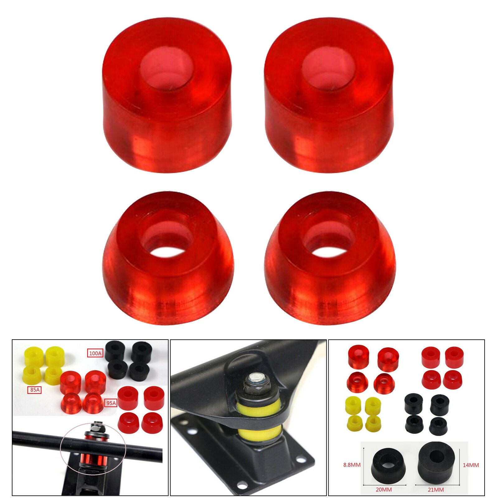 3X Skateboard Longboard Replacement Bushings Fish Plate Many Colors Durometers