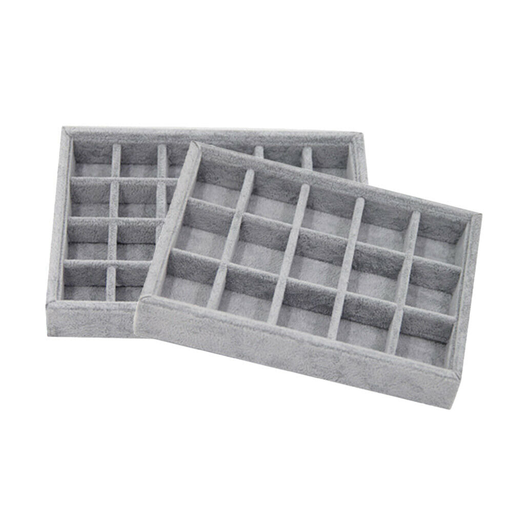 2x Velvet Jewelry Tray Necklace Pendants Storage Case Holder Container