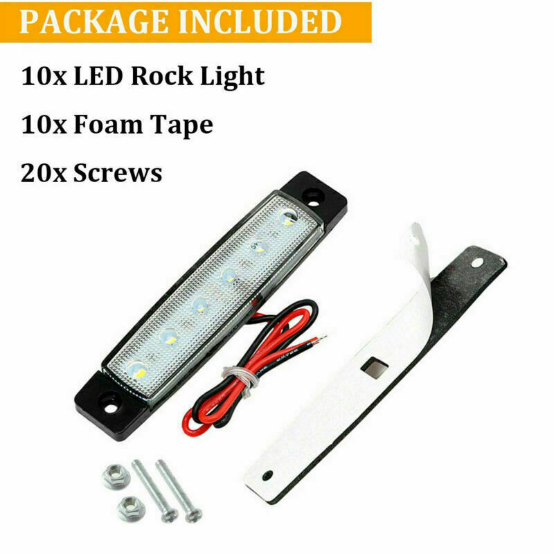 10x 3.8" White Side Marker Clearance Lights 6 LED for Car Truck Boat Trailer 12V