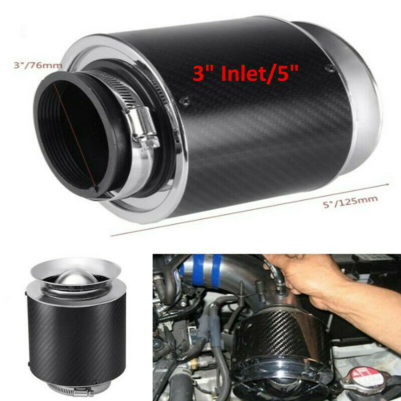 3" Inlet /5" Carbon Fiber Look Hi-Flow Air Filter For Cold Air/Short Ram Intakes