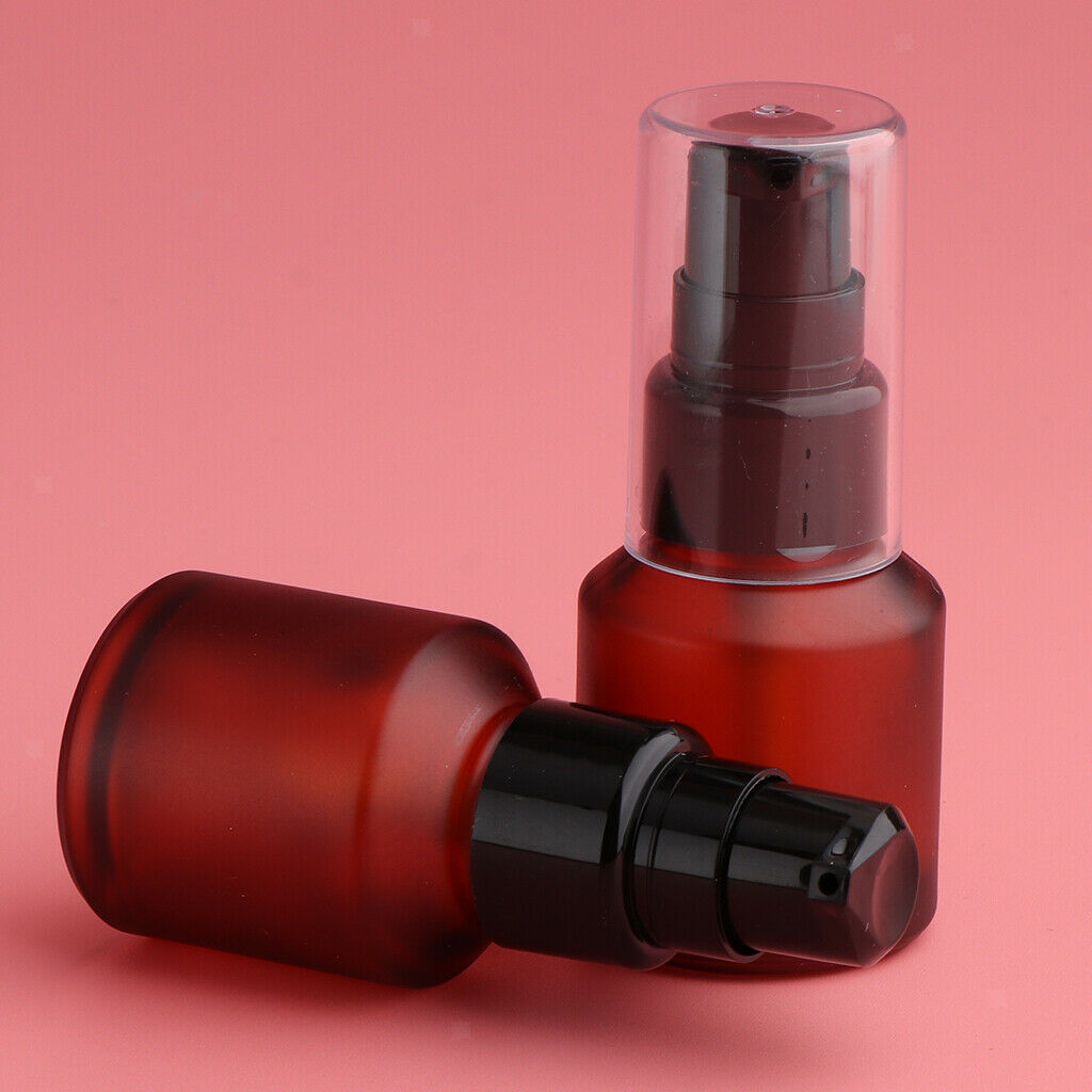 6pcs Empty Pump Bottle Refillable Amber Glass Lotions Bottle 100ml/60ml/15ml