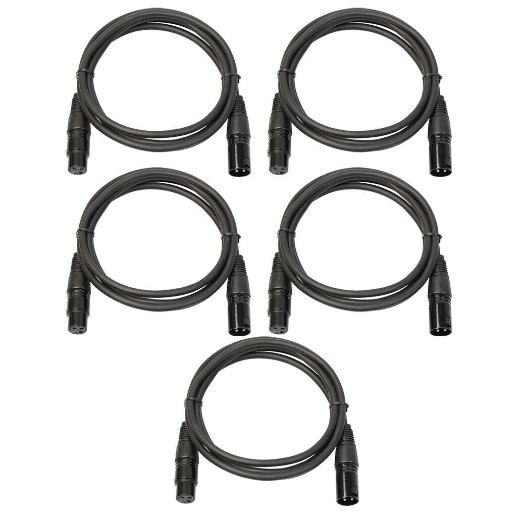 5xXLR Microphone Cable 3-Pin XLR Male to Female Cable Mic Cords Patch Cables
