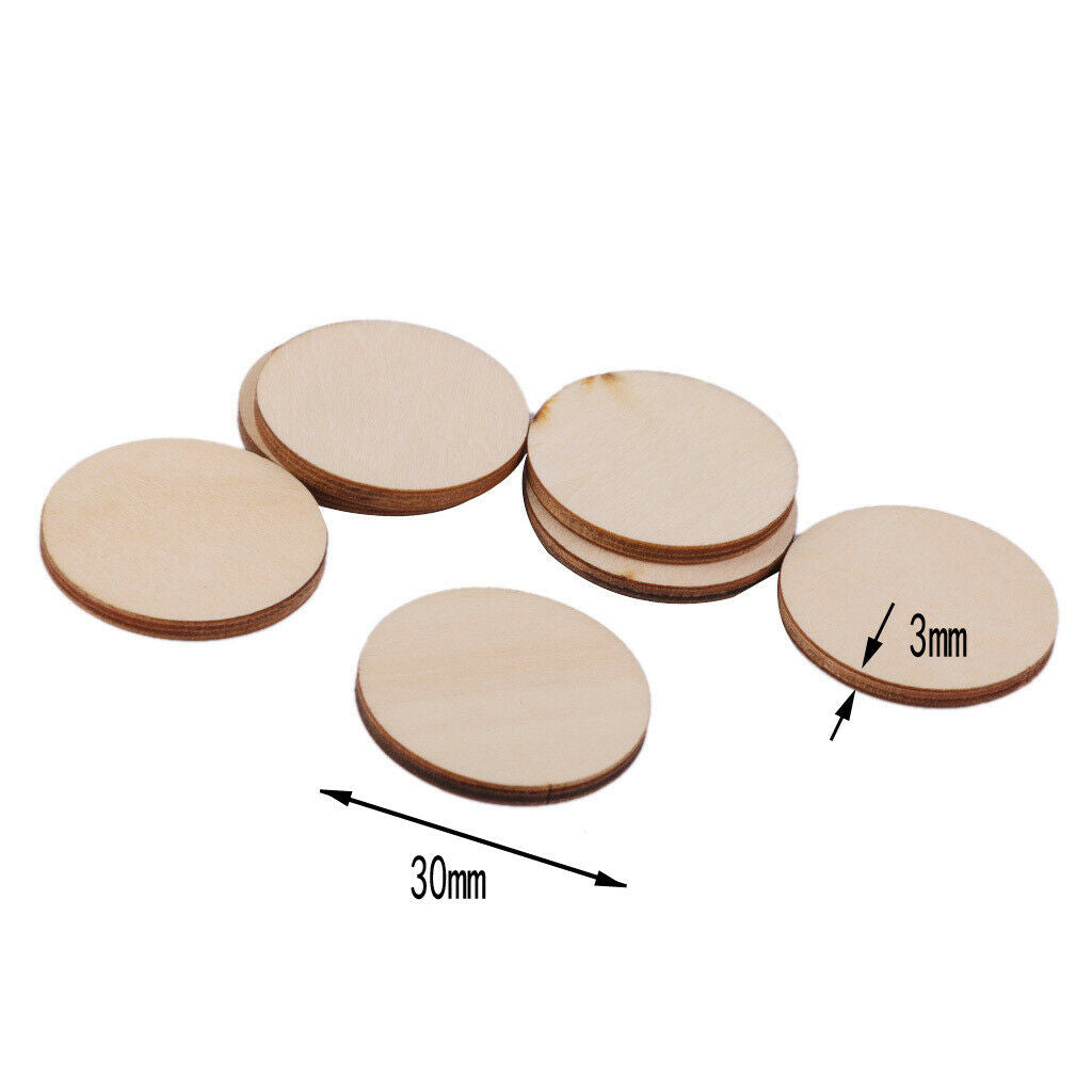 50x Natural Wooden Slice Unpainted Wood Shapes Thicken DIY Pendants 3cm