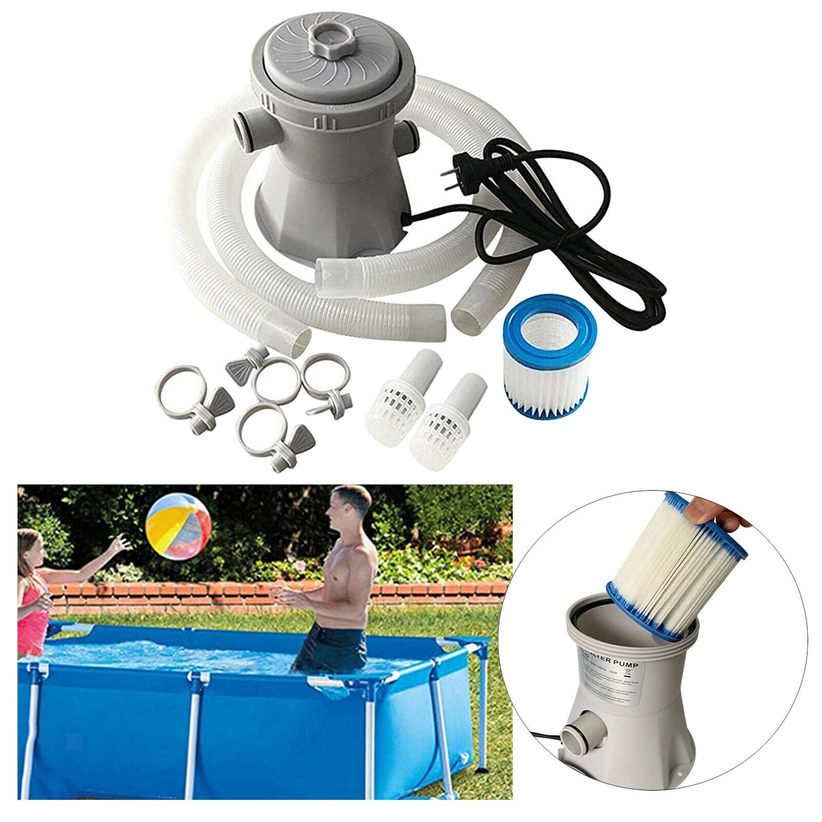 Electric Filter Pump For Pools Paddling Pool Water Cleaner with Accessories