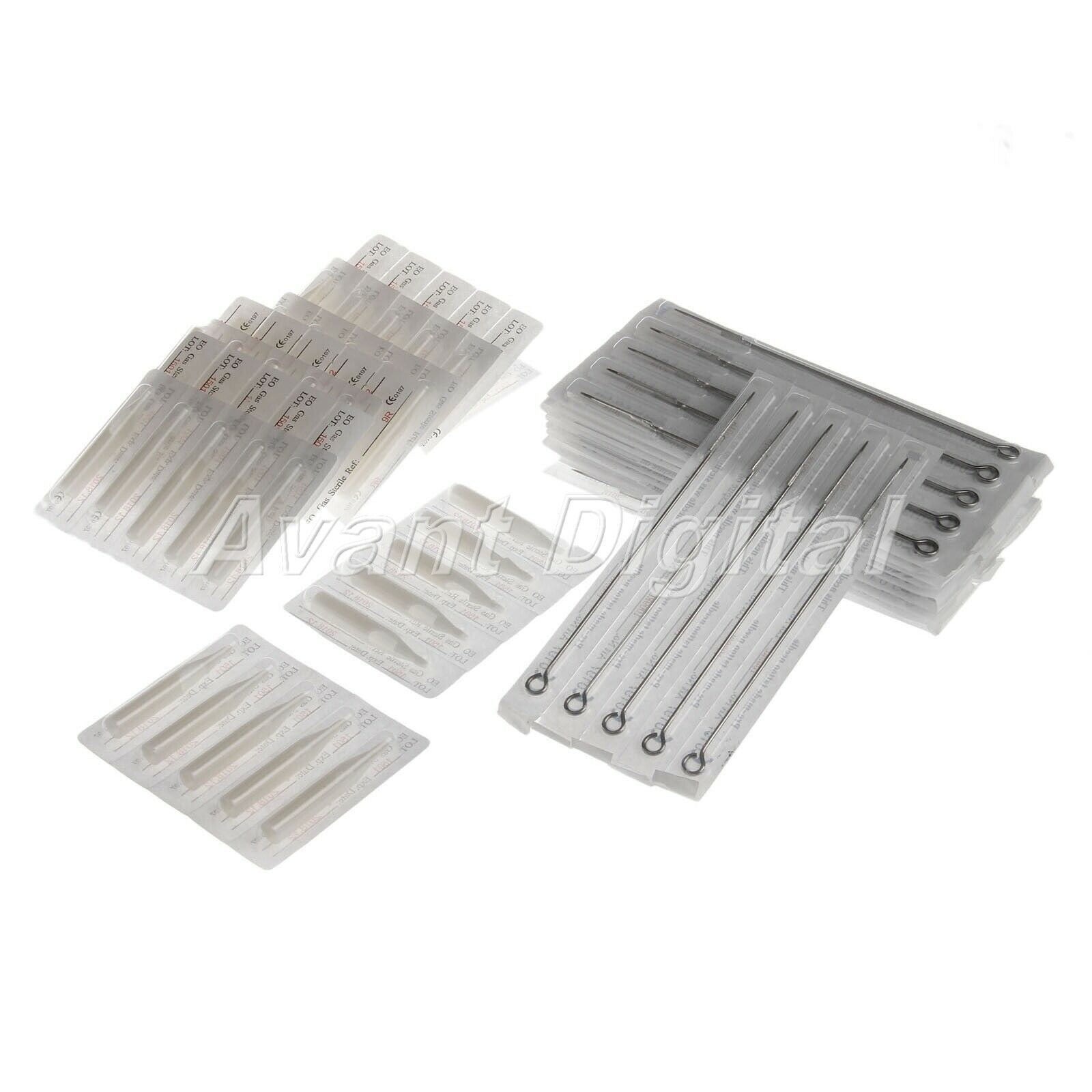 50X 9RS Round Liner Tattoo Needles+50X 9RT Plastic Tattoo Tips Permanent Makeup